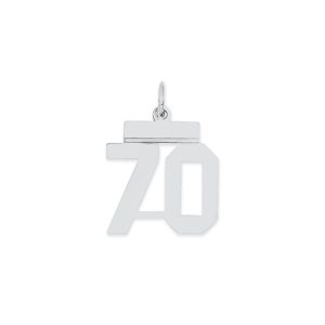 Sterling Silver/Rhodium-plated Polished Number 70 Charm
