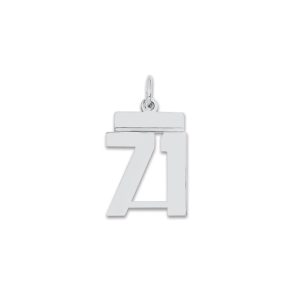 Sterling Silver/Rhodium-plated Polished Number 71 Charm