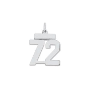 Sterling Silver/Rhodium-plated Polished Number 72 Charm
