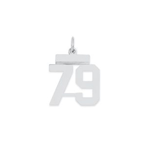 Sterling Silver/Rhodium-plated Polished Number 79 Charm