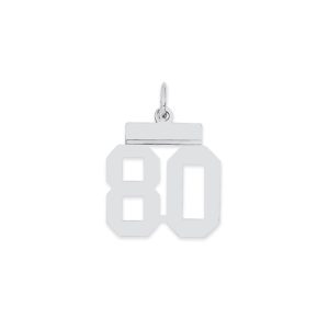 Sterling Silver/Rhodium-plated Polished Number 80 Charm