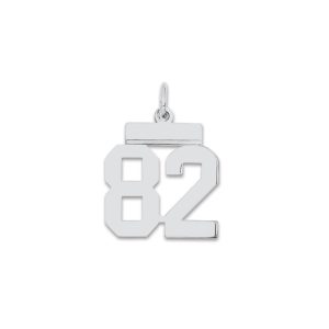 Sterling Silver/Rhodium-plated Polished Number 82 Charm