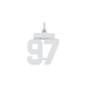 Sterling Silver/Rhodium-plated Polished Number 97 Charm