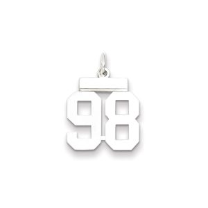 Sterling Silver/Rhodium-plated Polished Number 98 Charm