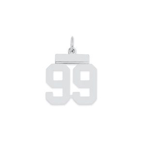 Sterling Silver/Rhodium-plated Polished Number 99 Charm
