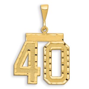 14k Small Brushed Diamond-cut Number 40 Charm