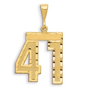 14k Small Brushed Diamond-cut Number 41 Charm