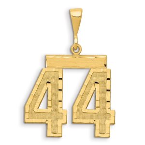 14k Small Brushed Diamond-cut Number 44 Charm