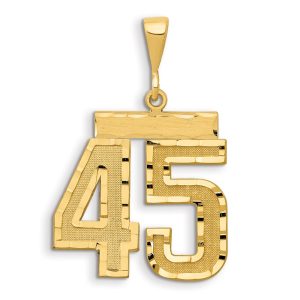 14k Small Brushed Diamond-cut Number 45 Charm