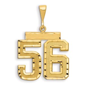 14k Small Brushed Diamond-cut Number 56 Charm